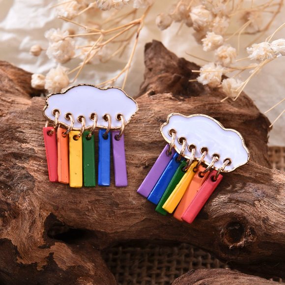Rainbow Cloud Dangle Earrings - Picture 8 of 9